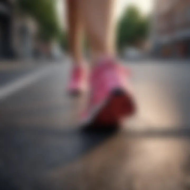 A runner on pavement, emphasizing the shoe's support during a run.