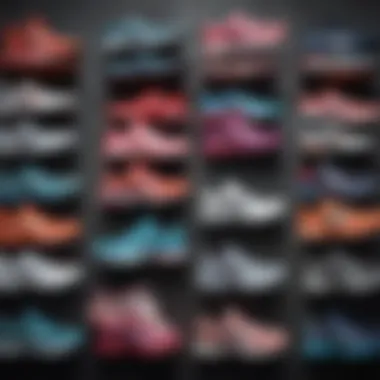 Different styles of running shoes displayed to highlight variety.