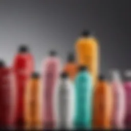 Illustration of various shampoo bottles highlighting hair care products.