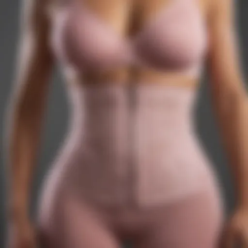 Close-up view of a stylish sweat waist trainer showcasing its fabric texture and design features.