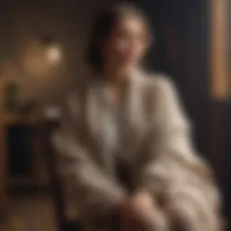 Cozy oversized cardigan draped elegantly over a rustic chair
