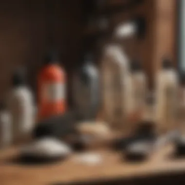 Essential Grooming Supplies for Dogs Well-organized dog grooming supplies on a wooden table