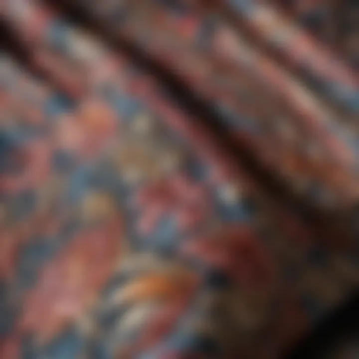 Close-up of unique dress fabrics and patterns