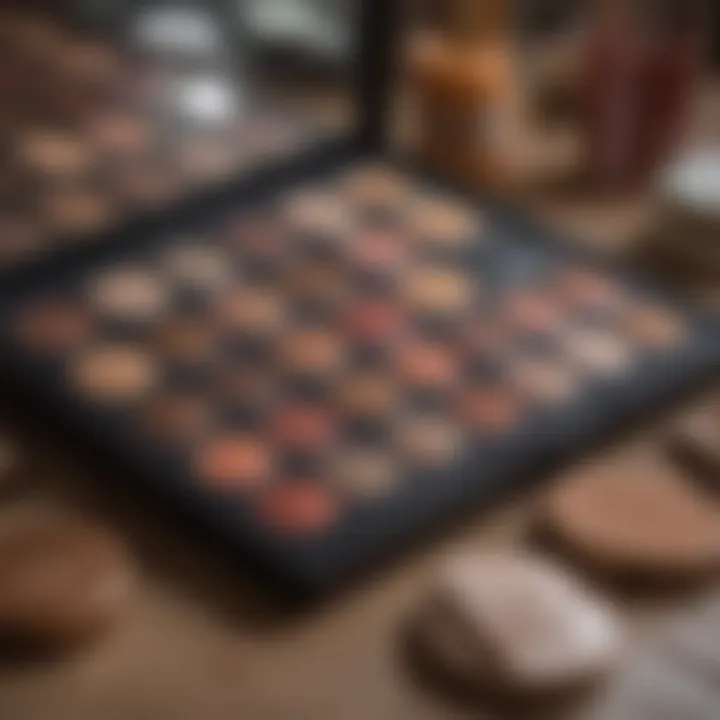 An aesthetically pleasing display of popular matte palettes on a vanity.