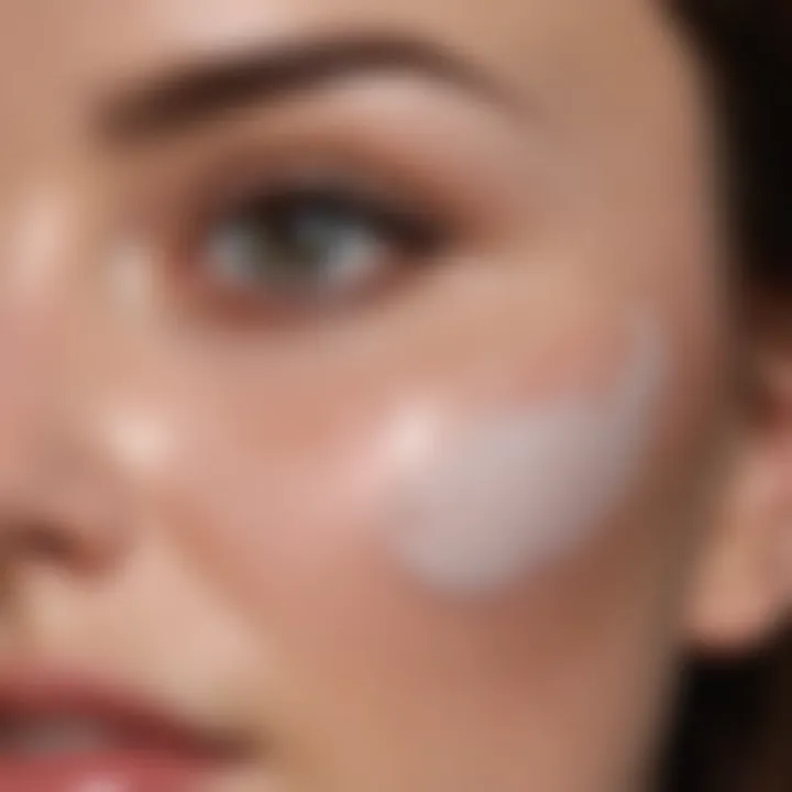 Close-up of a user demonstrating a pore cleansing device.