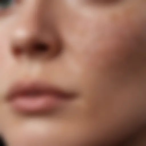 Close-up view of skin texture revealing pores