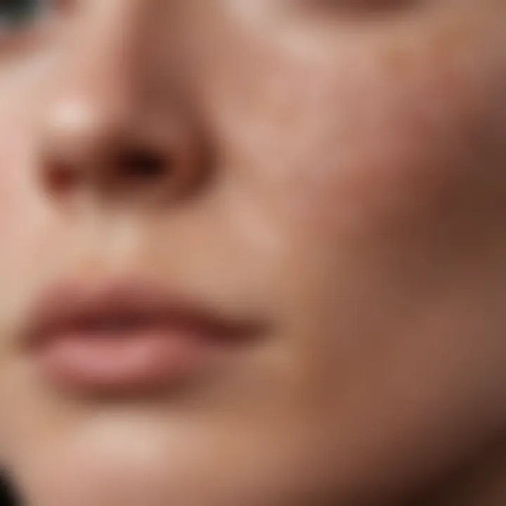 Close-up view of skin texture revealing pores