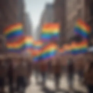 Pride Flags in Action A vibrant display of pride flags at a social movement event.
