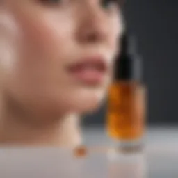Close-up of a skin serum bottle with a dropper