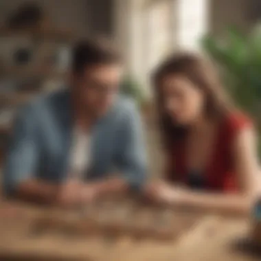 Mindful Moments: Engaging in Puzzle Solving A serene setting with adults engaged in puzzle-solving
