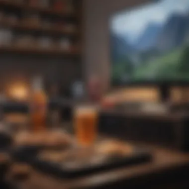 Cozy Gaming Setup A cozy gaming setup with snacks and drinks for remote play