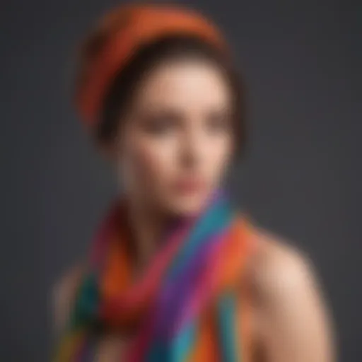 Elegant scarf wrapped around hair showcasing vibrant colors