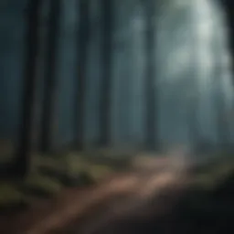 Spooky forest with eerie shadows