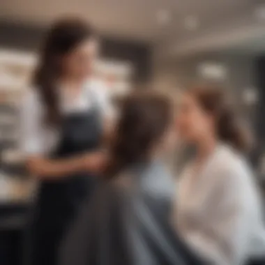 Expert Hair Care Guidance Professional stylist discussing hair care options with a client in a salon setting