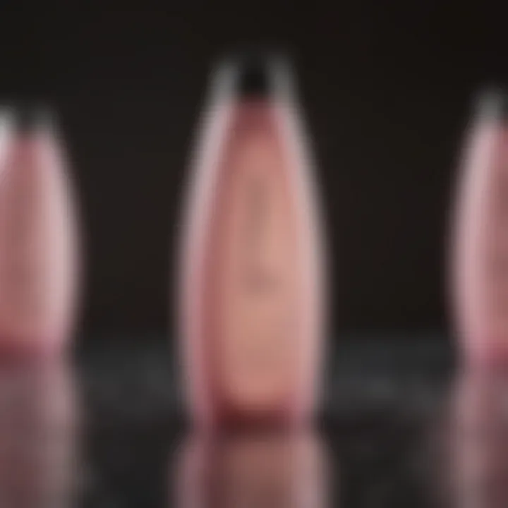 Array of shampoo bottles with various ingredients focused on moisture restoration