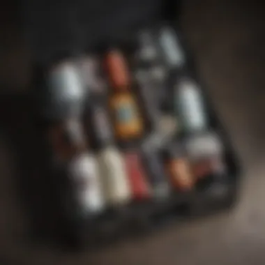 Travel containers neatly packed in a suitcase