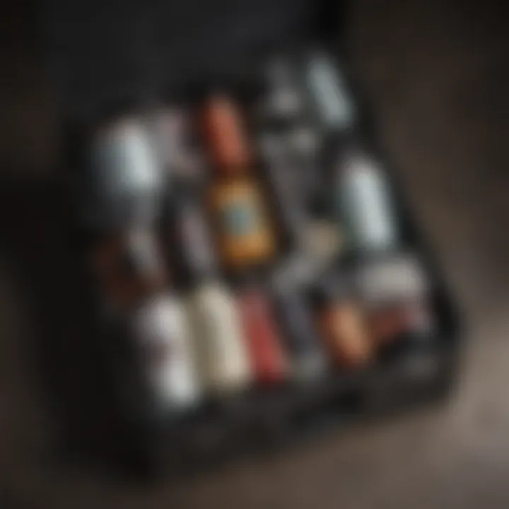 Travel containers neatly packed in a suitcase