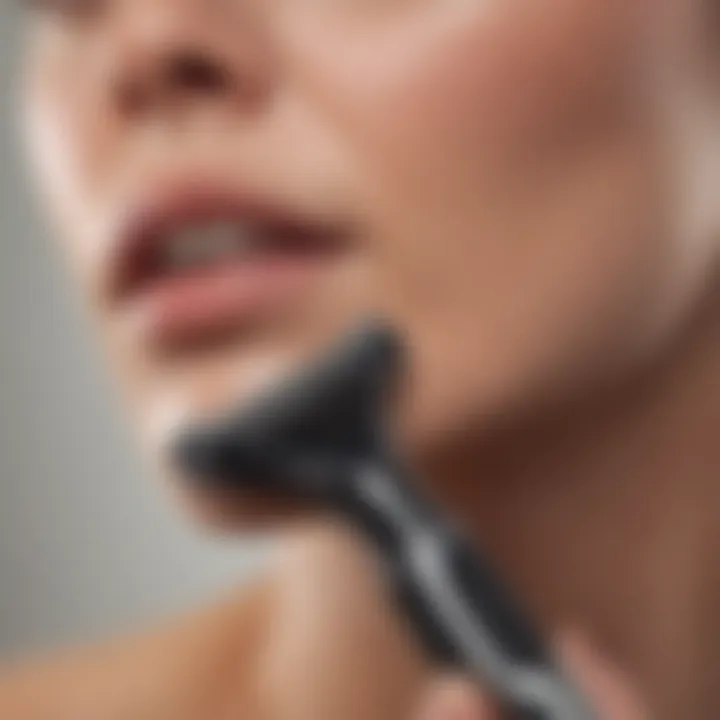 Close-up of a razor on smooth skin