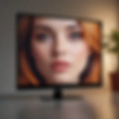 Close-up of Smart TV displaying artwork