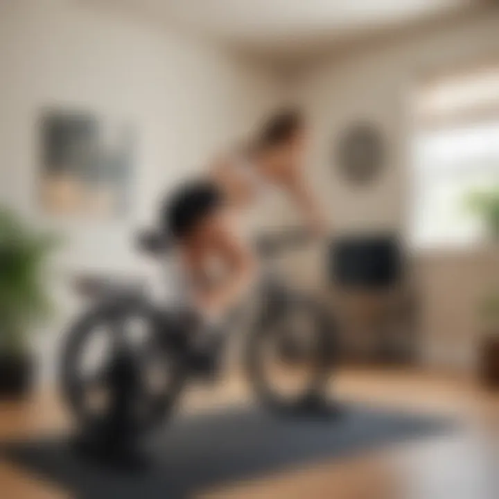 A serene home workout space with a bike