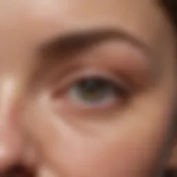 Close-up of a person examining their eyes