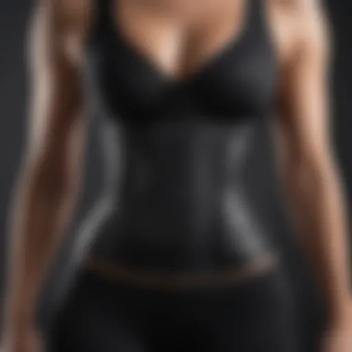 Close-up view of a sweat waist trainer showcasing its design and material.