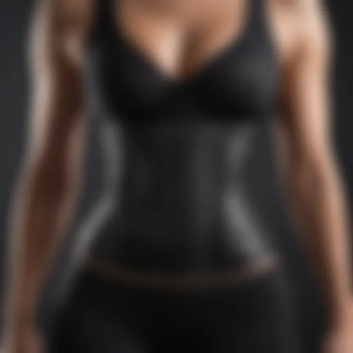 Close-up view of a sweat waist trainer showcasing its design and material.