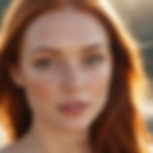 Radiant redhead enjoying the sun with glowing skin