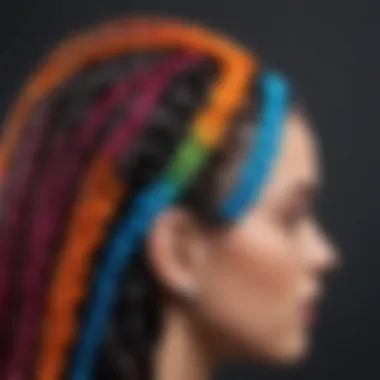 Vibrant Hair Accessories A close-up of vibrant hair accessories used in braiding