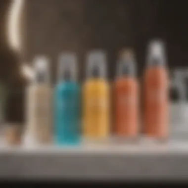 A variety of acne cover-up products displayed on a vanity