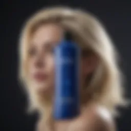 Vibrant blue shampoo in a sleek bottle