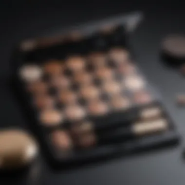 An elegant makeup palette with concealers and brushes