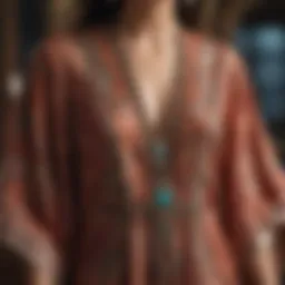 Elegant kaftan dress adorned with intricate patterns
