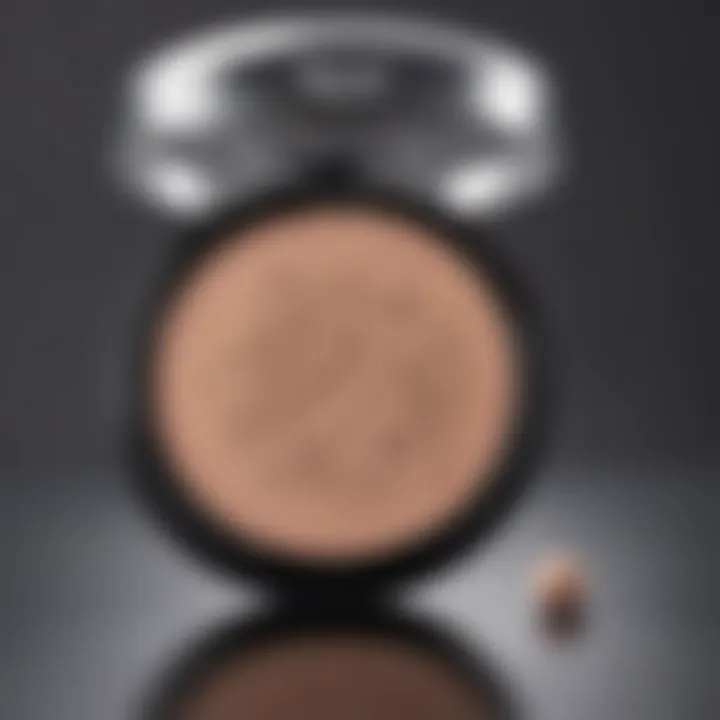 A compact powder and a puff, essential for setting makeup.