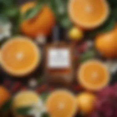 Close-up of citrus and floral ingredients used in summer fragrances