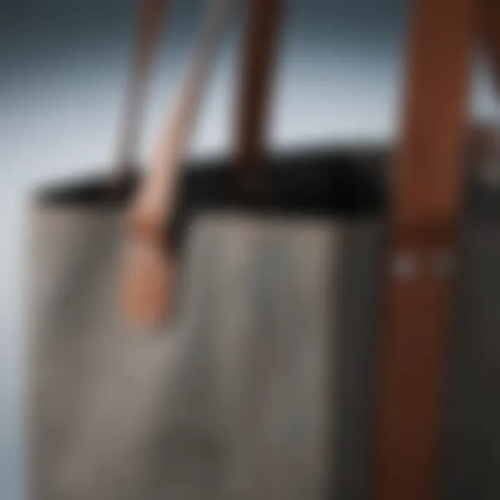 Close-up of functional features of a work tote