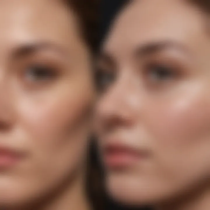 Before and after comparison of skin after using a pore vacuum