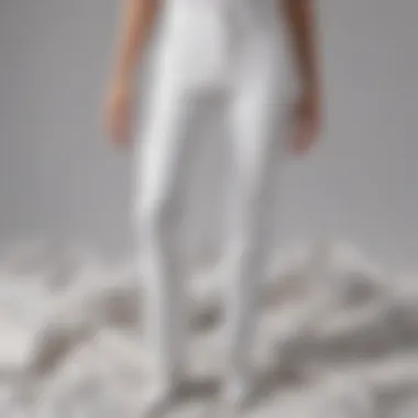 White trousers with various fabric textures displayed