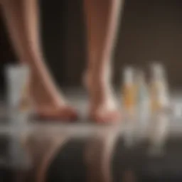 Selection of foot numbing creams on a decorative surface