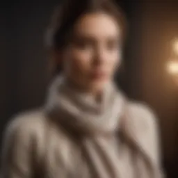 Luxurious thin cashmere scarf draped elegantly