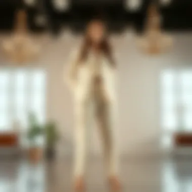 Elegant white linen pants suit on a stylish backdrop