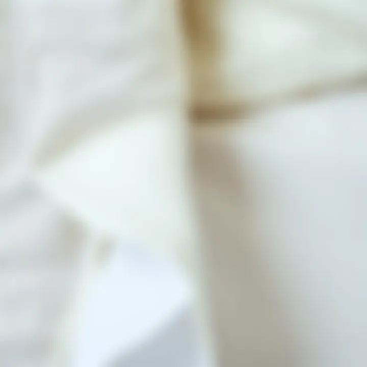 Close-up of fabric texture of white linen pants suit