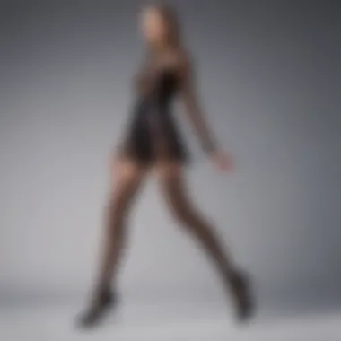 Fashionable outfit styled with sheer tights for a chic look