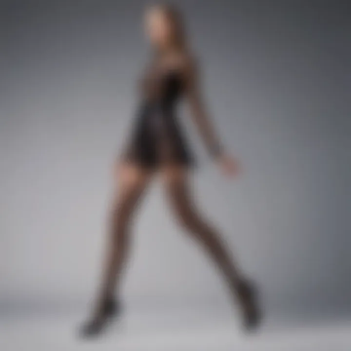 Fashionable outfit styled with sheer tights for a chic look