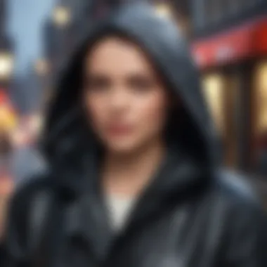 Accessorizing: Elevate Your Raincoat Style Woman accessorizing a black raincoat for a stylish look