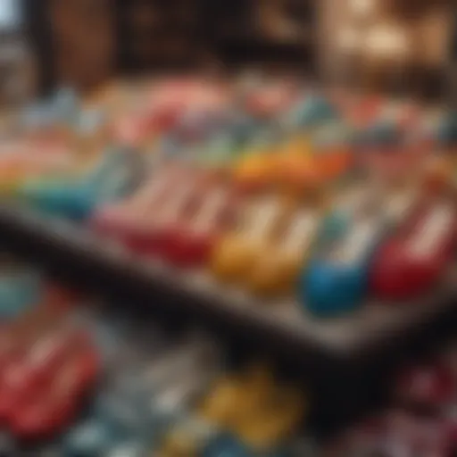 Vintage jelly shoes displayed in a colorful arrangement
