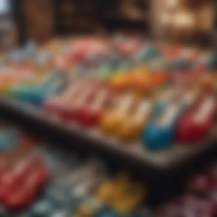Vintage jelly shoes displayed in a colorful arrangement
