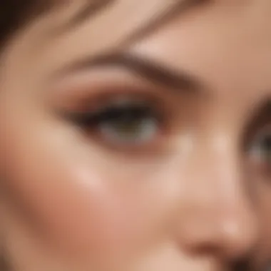 Close-up of non-transfer eyeliner application technique