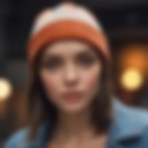 A stylish summer beanie paired with a casual outfit.