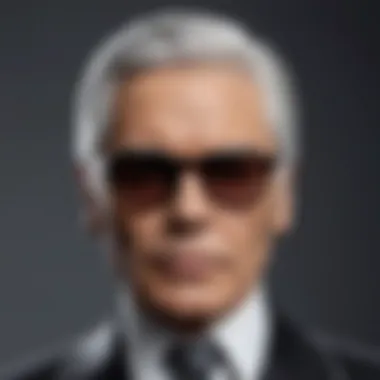 A portrait capturing Lagerfeld's signature style and persona